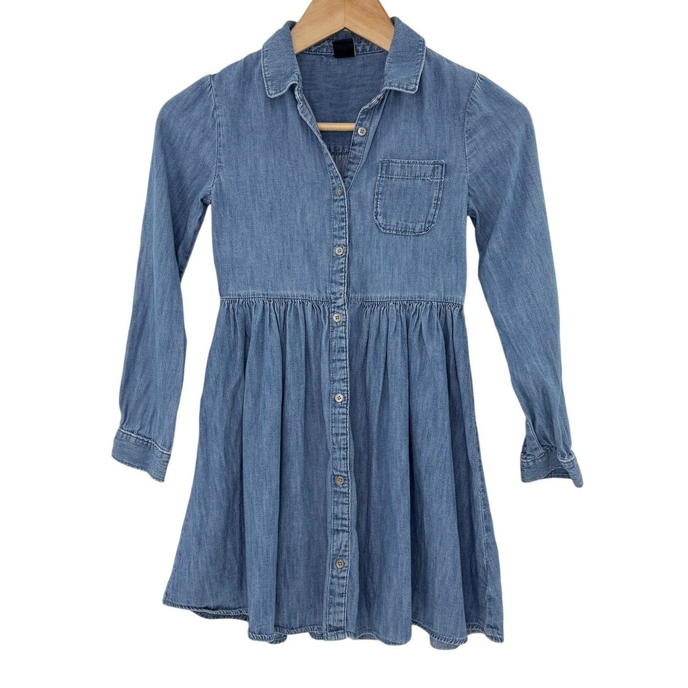Gap Kids Girls‎ Medium Denim Long Sleeve Button Front Shirt Dress Size M